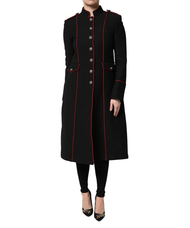 Dolce & Gabbana Black Wool Single Breasted Trench Coat Jacket