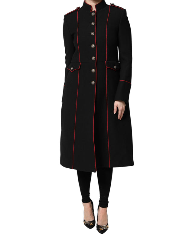 Dolce & Gabbana Black Wool Single Breasted Trench Coat Jacket