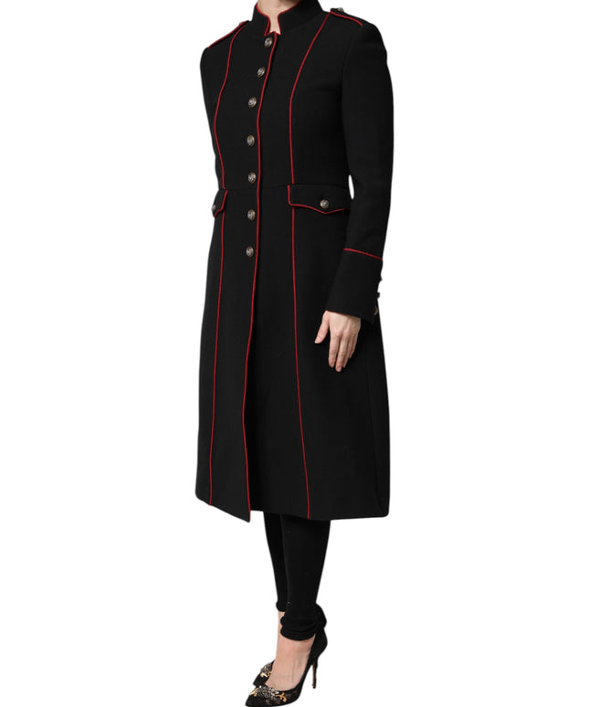 Dolce & Gabbana Black Wool Single Breasted Trench Coat Jacket