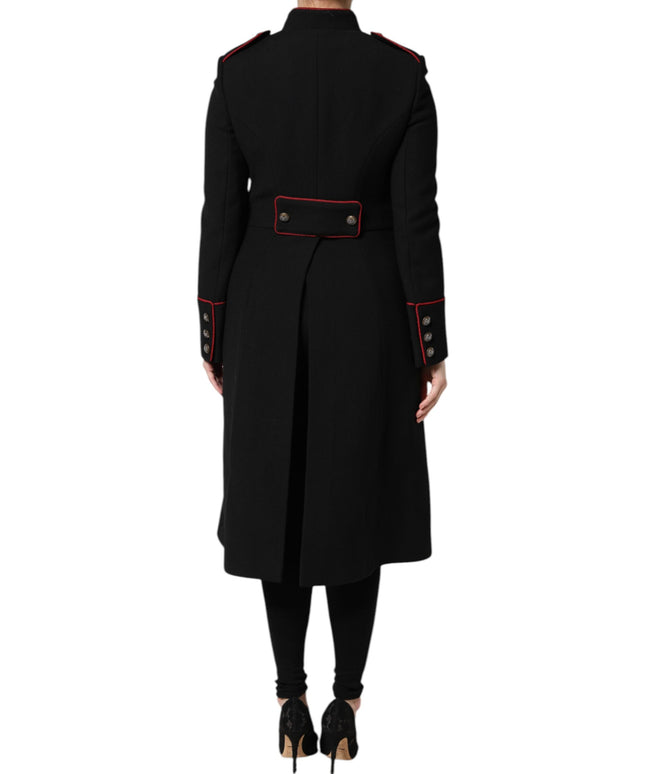 Dolce & Gabbana Black Wool Single Breasted Trench Coat Jacket