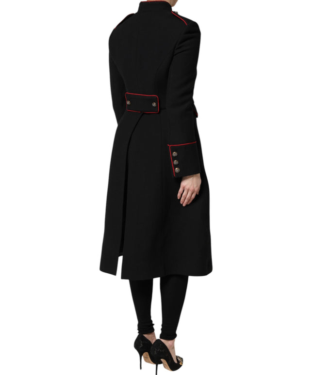 Dolce & Gabbana Black Wool Single Breasted Trench Coat Jacket