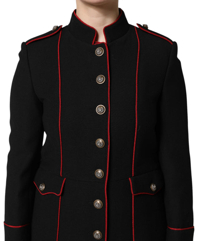 Dolce & Gabbana Black Wool Single Breasted Trench Coat Jacket