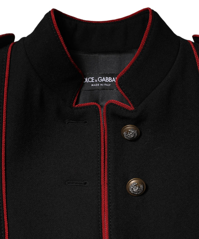 Dolce & Gabbana Black Wool Single Breasted Trench Coat Jacket