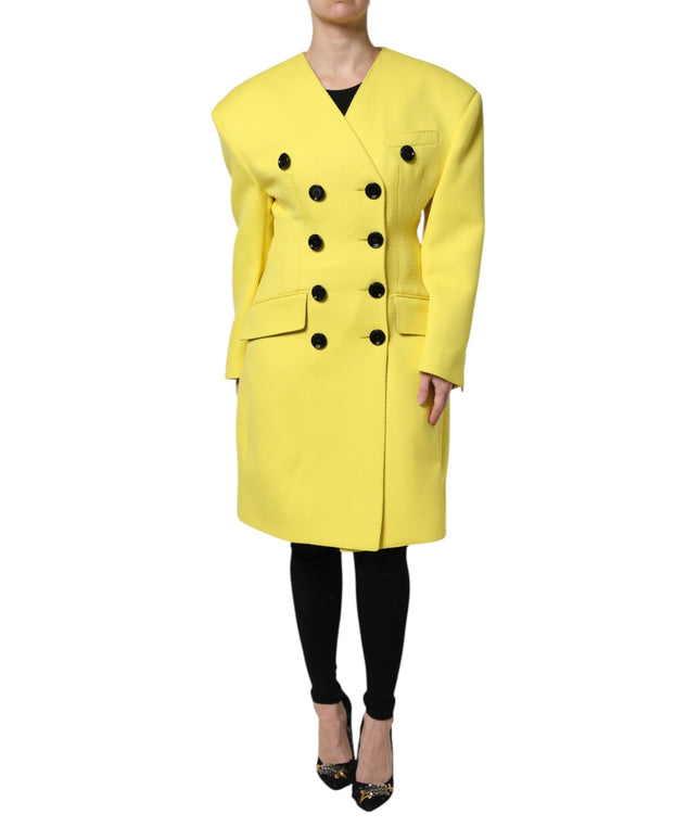 Dolce & Gabbana Yellow Double Breasted Trench Coat Jacket