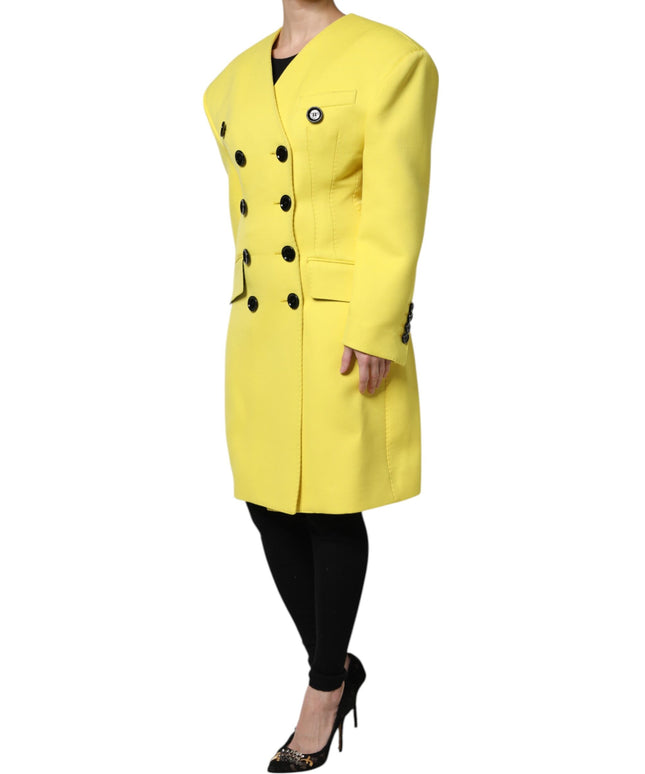 Dolce & Gabbana Yellow Double Breasted Trench Coat Jacket