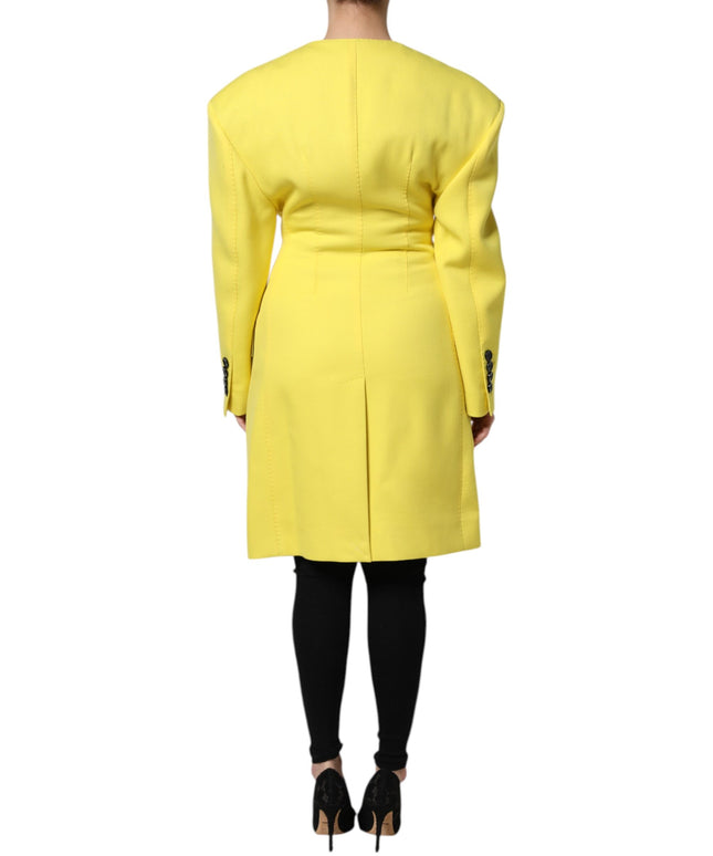 Dolce & Gabbana Yellow Double Breasted Trench Coat Jacket