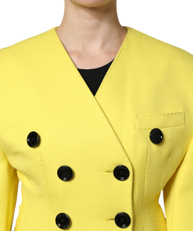 Dolce & Gabbana Yellow Double Breasted Trench Coat Jacket