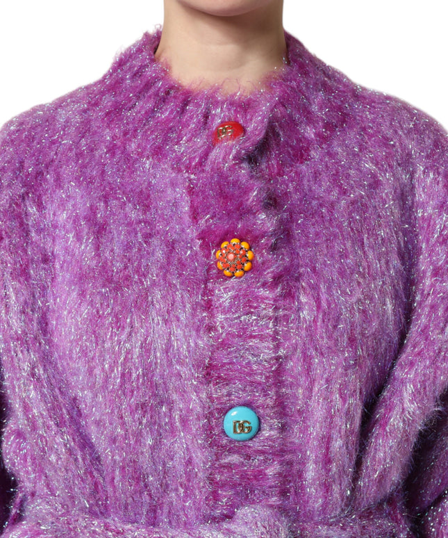 Dolce & Gabbana Purple Button Embellished Trench Coat Jacket