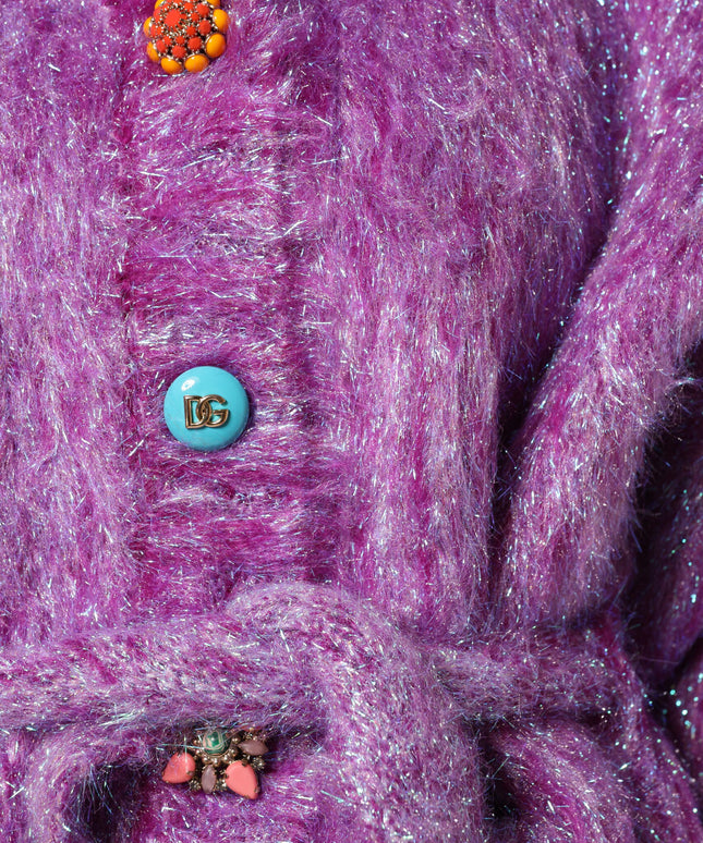 Dolce & Gabbana Purple Button Embellished Trench Coat Jacket