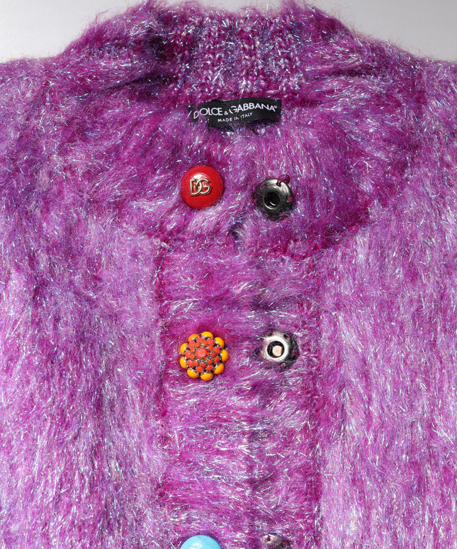 Dolce & Gabbana Purple Button Embellished Trench Coat Jacket