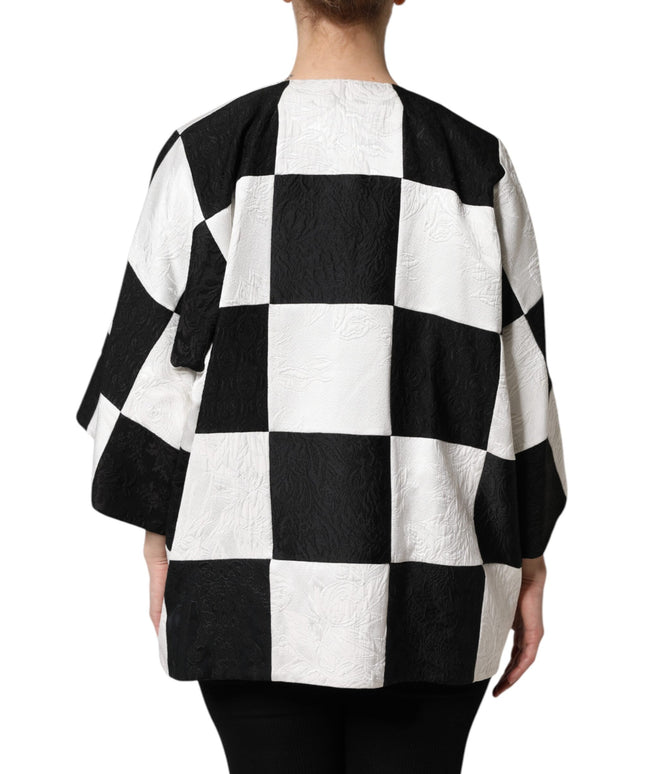 Dolce & Gabbana White Black Patchwork Jacquard Blazer Jacket