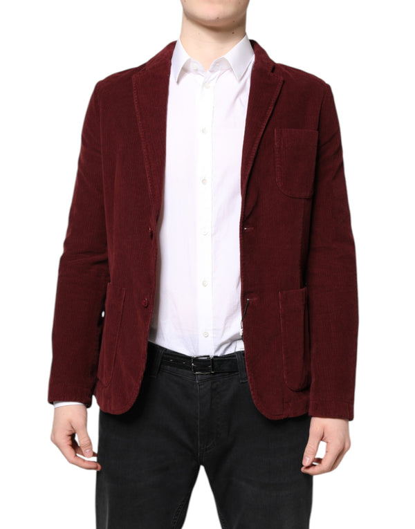 جاكيت بليزر رجالي من GF Ferre Maroon Corduroy بقصّة عادية