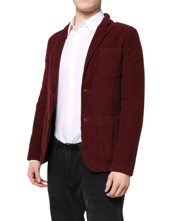 جاكيت بليزر رجالي من GF Ferre Maroon Corduroy بقصّة عادية