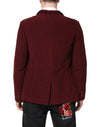 جاكيت بليزر رجالي من GF Ferre Maroon Corduroy بقصّة عادية