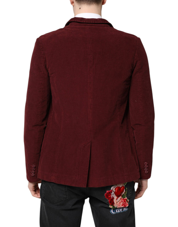 جاكيت بليزر رجالي من GF Ferre Maroon Corduroy بقصّة عادية