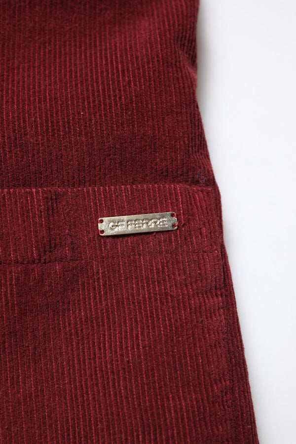 جاكيت بليزر رجالي من GF Ferre Maroon Corduroy بقصّة عادية