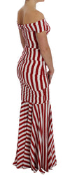 Dolce & Gabbana Red White Silk Stretch Dress