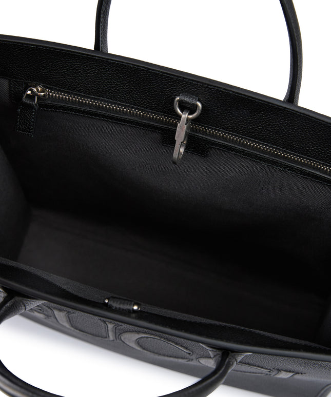 Gucci Black Leather Logo Medium Tote Bag