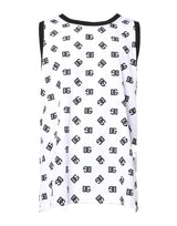 Dolce & Gabbana White Polyester Sleeveless DG Logo T-shirt
