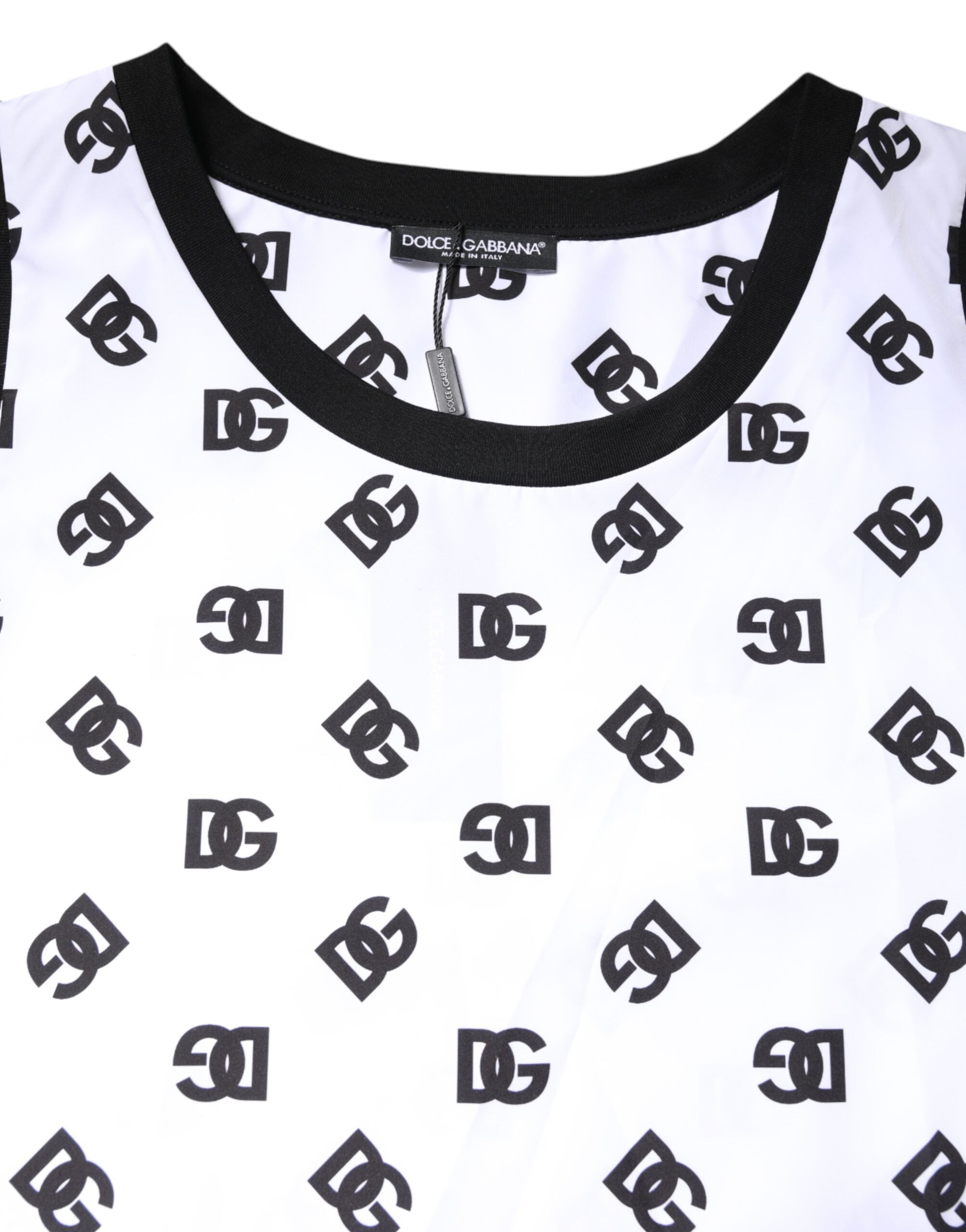 Dolce & Gabbana White Polyester Sleeveless DG Logo T-shirt