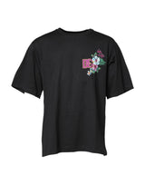 Dolce & Gabbana Black DG Floral Print Crew Neck T-shirt