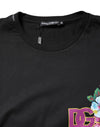 Dolce & Gabbana Black DG Floral Print Crew Neck T-shirt