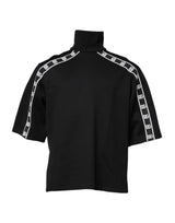 Dolce & Gabbana Black Cotton DG Print Turtleneck T-shirt