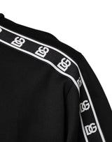 Dolce & Gabbana Black Cotton DG Print Turtleneck T-shirt