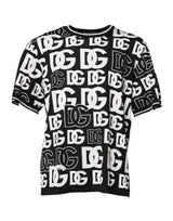 Dolce & Gabbana Black White Silk Knit DG Print T-shirt