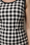 Dolce & Gabbana White Black Checkered Sleeveless Sheath Dress
