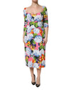 Dolce & Gabbana Multicolor Floral Pleated Sheath MidiDress