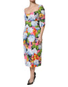 Dolce & Gabbana Multicolor Floral Pleated Sheath MidiDress