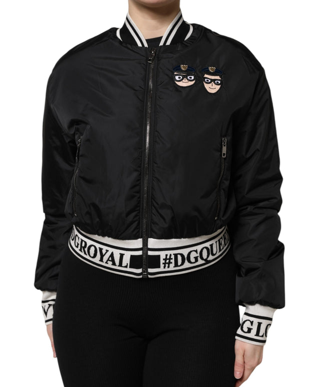 Dolce & Gabbana Black Nylon #DGFamily Full Zip Bomber Jacket