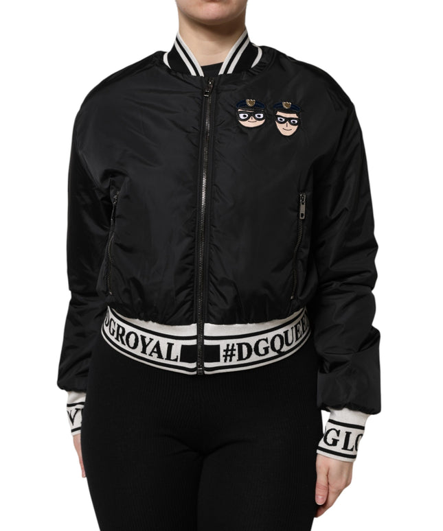Dolce & Gabbana Black Nylon #DGFamily Full Zip Bomber Jacket
