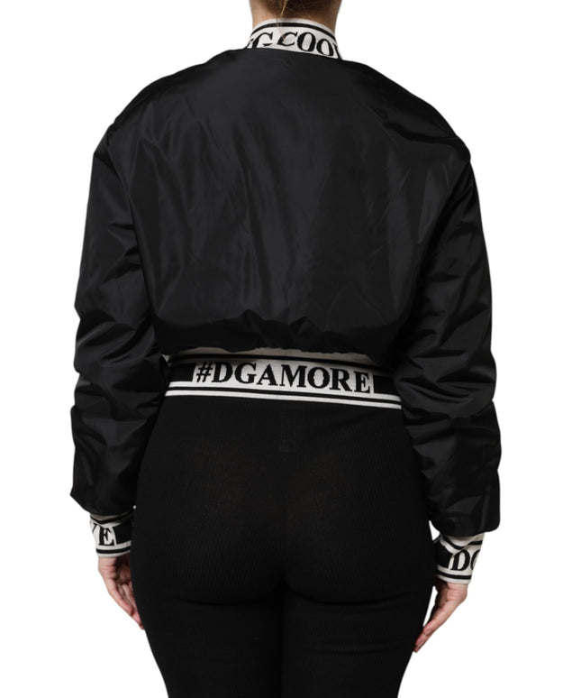 Dolce & Gabbana Black Nylon #DGFamily Full Zip Bomber Jacket