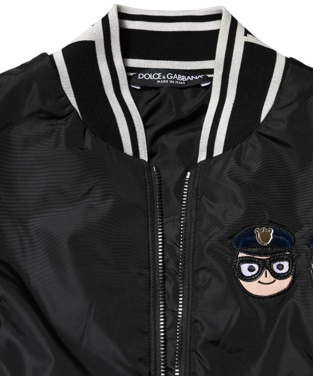 Dolce & Gabbana Black Nylon #DGFamily Full Zip Bomber Jacket
