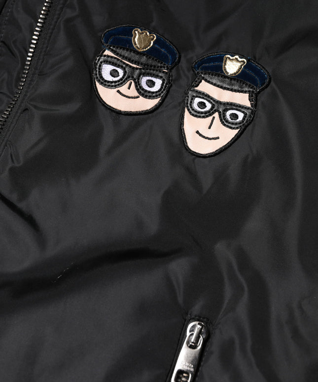 Dolce & Gabbana Black Nylon #DGFamily Full Zip Bomber Jacket