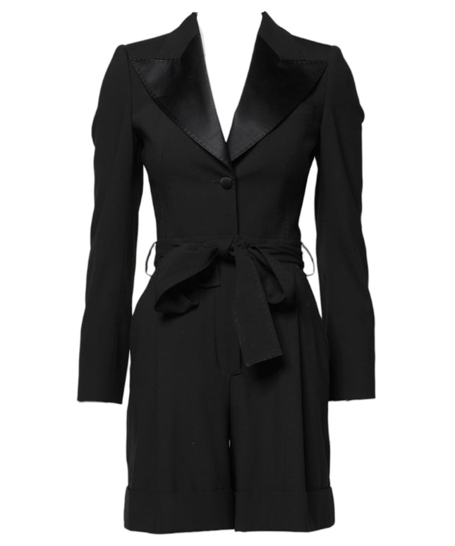 Dolce & Gabbana Black Wool Jumpsuit Dress Women Coat Jacket