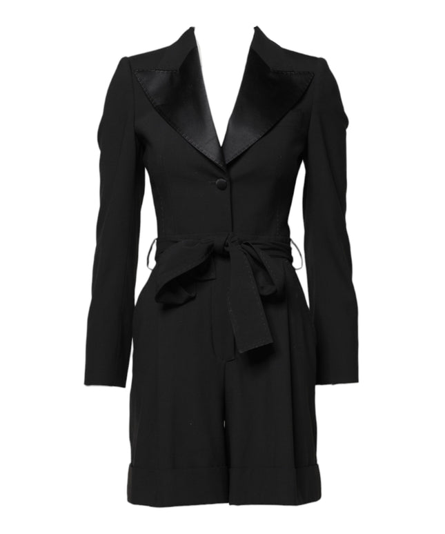 Dolce & Gabbana Black Wool Jumpsuit Dress Women Coat Jacket