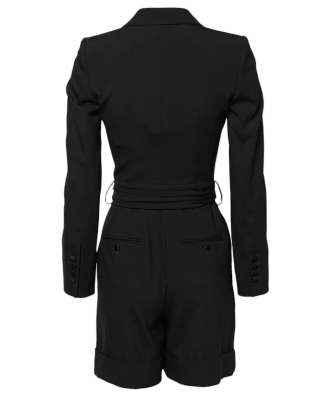 Dolce & Gabbana Black Wool Jumpsuit Dress Women Coat Jacket