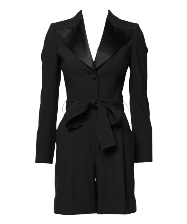 Dolce & Gabbana Black Wool Jumpsuit Dress Women Coat Jacket