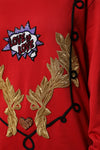 Dolce & Gabbana Red Cotton Queen Sequined Pullover Sweater