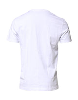 Dolce & Gabbana White Cotton Logo Patch Crew Neck T-shirt