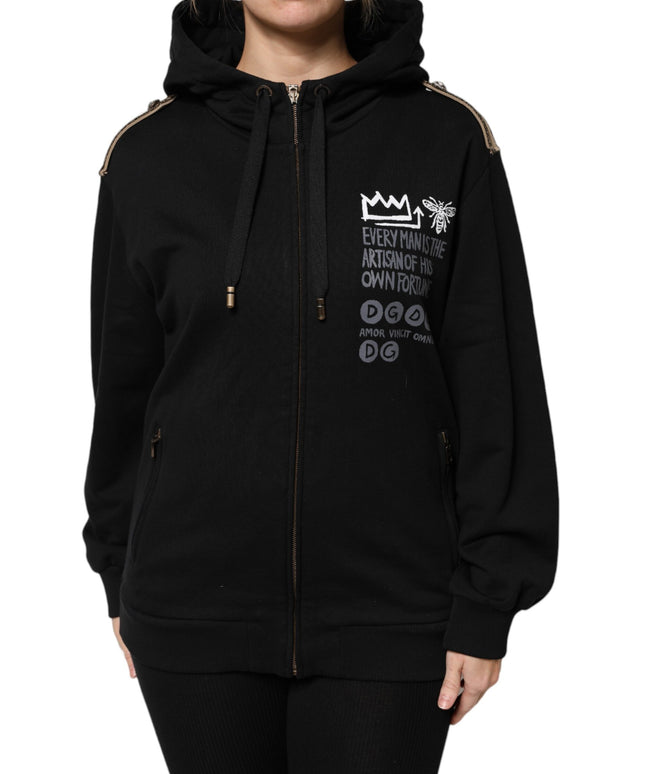 Dolce & Gabbana Black Logo Hooded Full Zip Sweatshirt Jacket