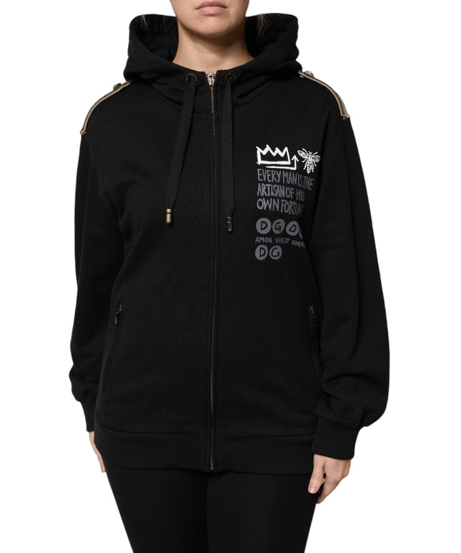 Dolce & Gabbana Black Logo Hooded Full Zip Sweatshirt Jacket