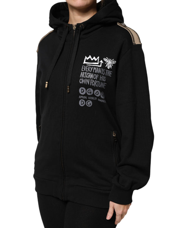 Dolce & Gabbana Black Logo Hooded Full Zip Sweatshirt Jacket