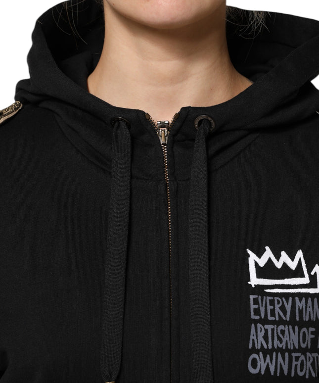 Dolce & Gabbana Black Logo Hooded Full Zip Sweatshirt Jacket