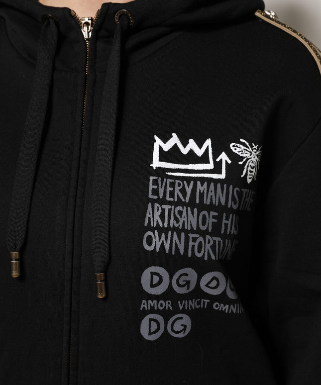Dolce & Gabbana Black Logo Hooded Full Zip Sweatshirt Jacket