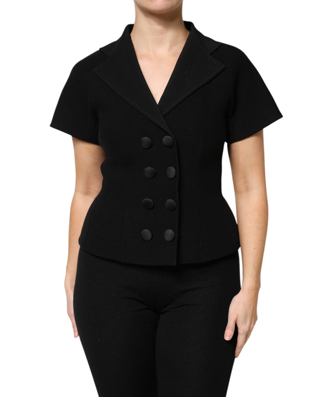 Dolce & Gabbana Black Wool Double Breasted Coat Jacket