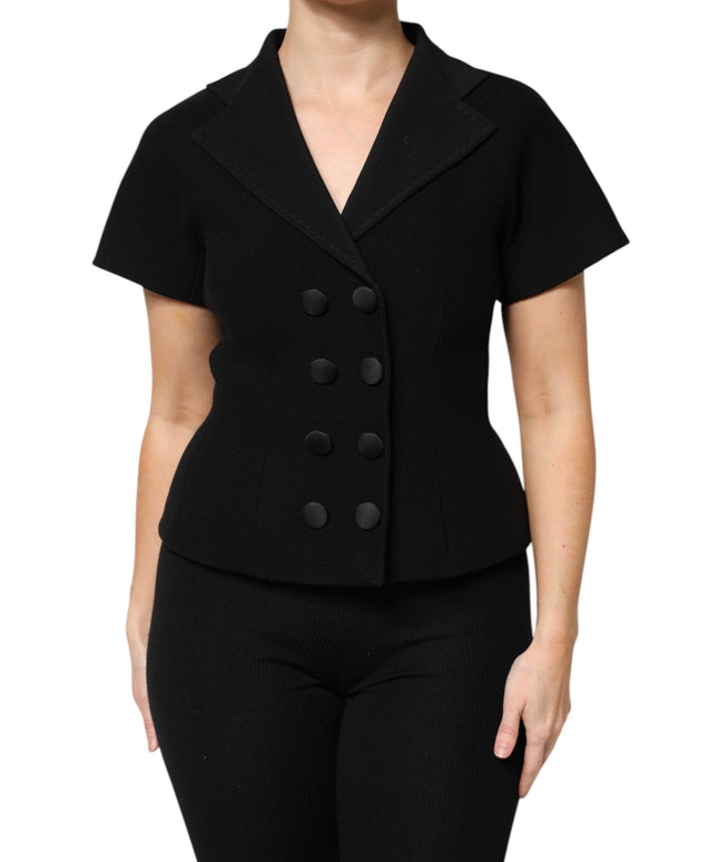 Dolce & Gabbana Black Wool Double Breasted Coat Jacket